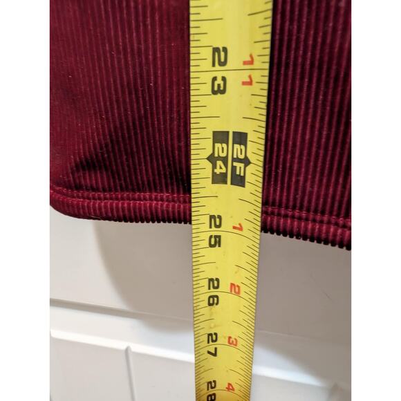 Express Red Velour Dressy Casual Wine Colored Blouse Wrap Top Tie Back Size L - Picture 9 of 10
